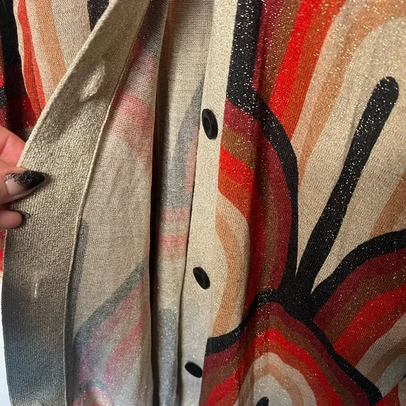 FINAL SALE Lita by Ciara Glitter Geometric Duster Cardigan Sweater Large - Picture 2 of 7